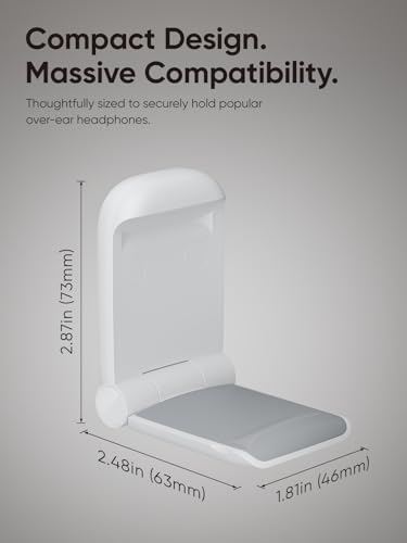 MAMUVIMO Headphone Stand, 2 Pack Headset Stand Foldable&Sticky, Headphone Holder Hook Mount with Non-Slip Silicone, Adhesive Earphone Desk Hanger Clip Space-Saving for Airpods Max, All Earphones White - Image 7