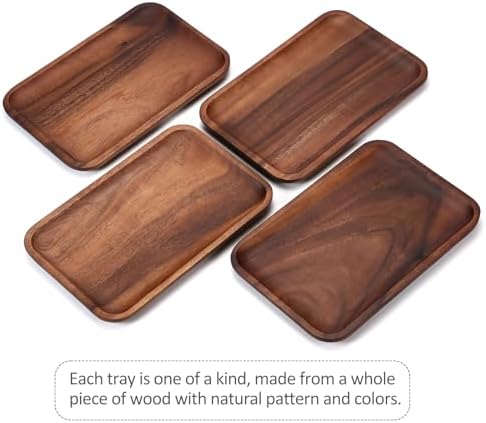 Serving Acacia Wood Valet Tray for Men Women, Catch All Acacia Mens Key Dump Bedside Nightstand Organizer EDC Decorative Wooden Tray for Phone Watch Wallet Keys Jewelry - Image 6