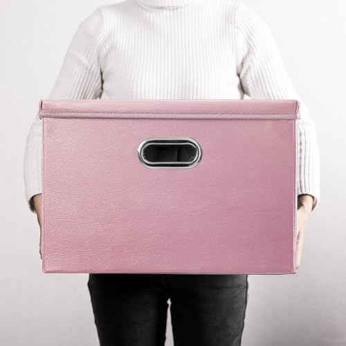 Leather Foldable Storage Bins with Lids,Closet Storage Boxes 40L - Image 7