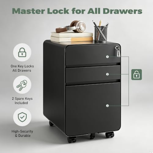 3 Drawer Mobile Filing Cabinets for Home Office - Image 7