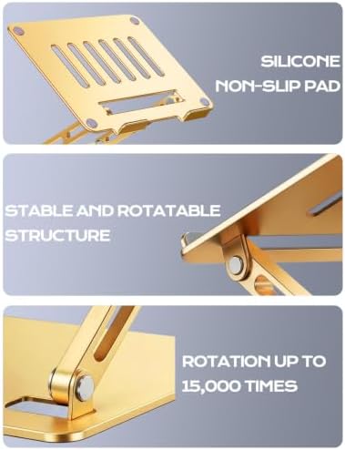 Aluminum Laptop Stand, Adjustable Laptop Stand for Desk Portable -Gold - Image 7