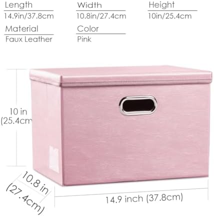 Leather Foldable Storage Boxes with Lids,Closet Storage Bins 24L - Image 6