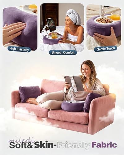 Miledi Tablet Pillow Stand for Bed with 360° Rotating Holder, Purple - Image 7