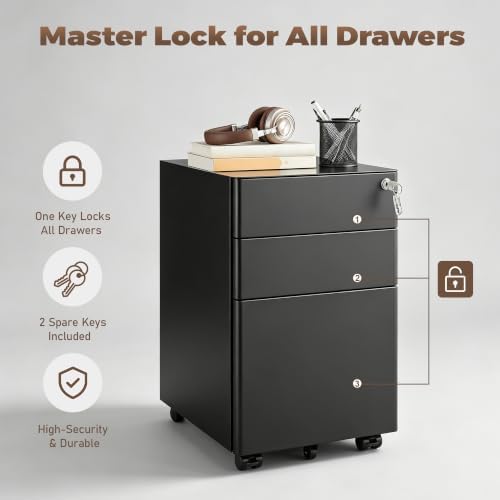 Fully Assembled 3 Drawer File Cabinets for Home Office - Image 7