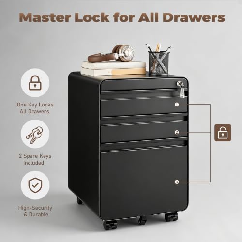 Lockable 3 Drawer File Cabinets for Home Office - Image 7