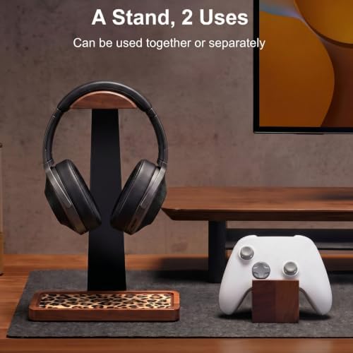 Yookeer Leopard Headphone Stand with Controller Holder Storage Base - Image 6