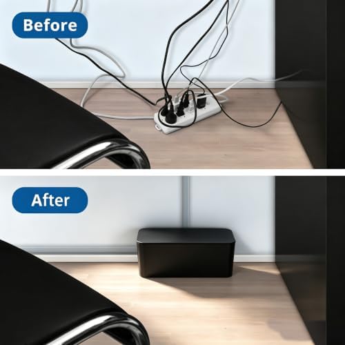ZhiYo 2 Pack Cable Management Box, Medium & XL, Power Strip Organizer Black - Image 5