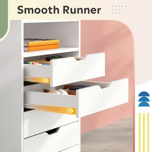 DEVAISE Mobile Drawer Cabinet for Home Office (White, 15.7"D x 18.7"W x 41.2"H) - Image 6
