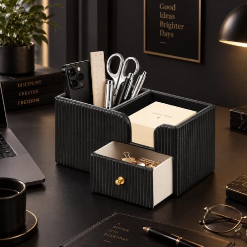 Small Desk Organizer with Sticky Notes Holder,Cute Pen Holder for Desk - Image 7