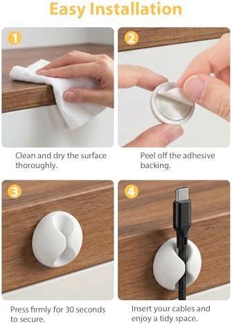 6pcs Cord Holder, Self-Adhesive Cable Clips for Phone Chargers - Image 7