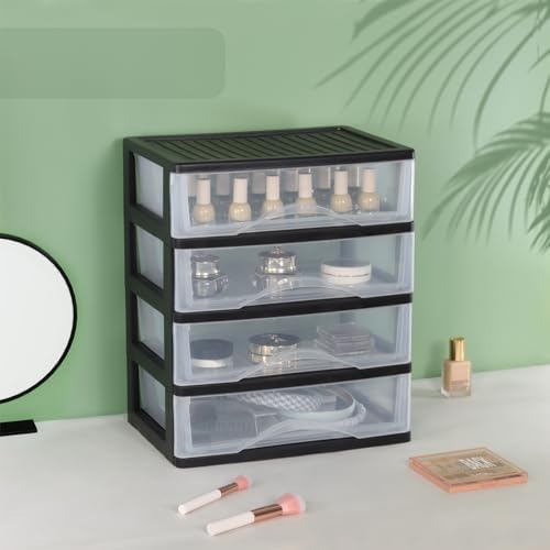 BYCY Medium 4 Drawer Clear Stacking Desktop Organizer for Office Supplies,Stackable Storage Drawers Plastic Storage Bins For Kitchen Cabinets, Pantry, Home Organization (Black, Medium 4Drawer) - Image 5
