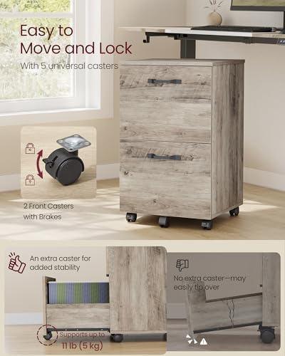 VASAGLE 2-Drawer File Cabinet, Small Rolling Filing Cabinet - Image 5