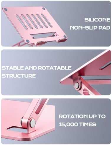 Aluminum Laptop Stand, Laptop Stand for Desk Ergonomic -Pink - Image 7
