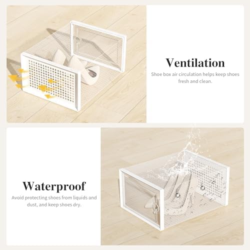 Kuject X-Large Shoe Storage Boxes 12 Pack, Clear Stackable Shoe Organizer - Image 6