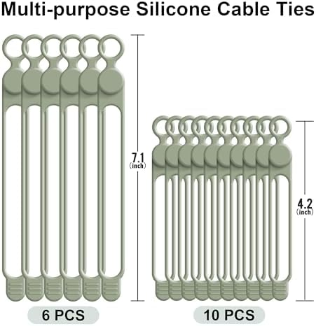 Silicone Cable Ties, Cord Organizer Cable Management,2Sizes-Green - Image 6