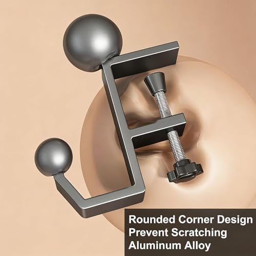 Headphone Stand - Aluminum Alloy Headphone Holder, Under Headset Stand for Desk Fit for PC Gaming Headset Hanger Hook Suitable for Office, Computer, Student Class Desk, Handmade Creator Table (Grey) - Image 7