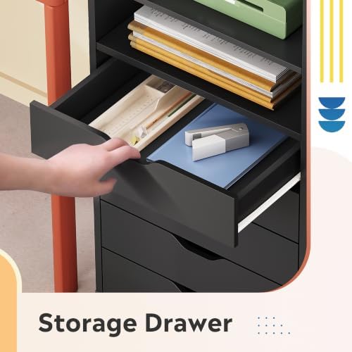 DEVAISE Mobile Drawer Cabinet for Home Office (Black, 15.7"D x 18.7"W x 41.2"H) - Image 7