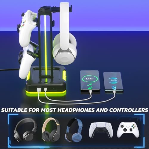 KDD RGB Gaming Headphone and Controller Stand with 2 Type-C and 1 USB Ports - Image 7