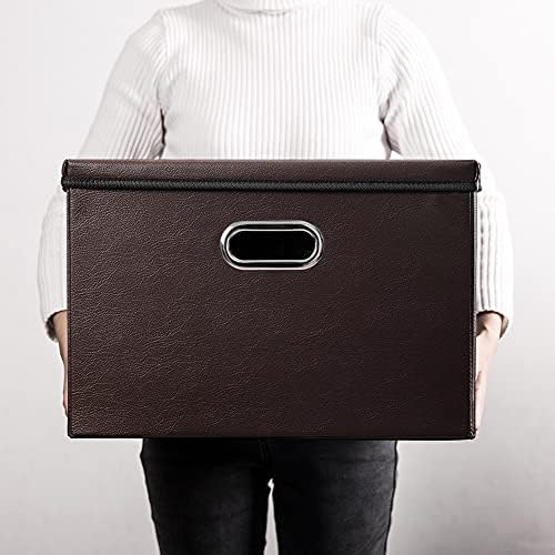 Leather Foldable Storage Bins with Lids,Closet Storage Boxes 40L - Image 7