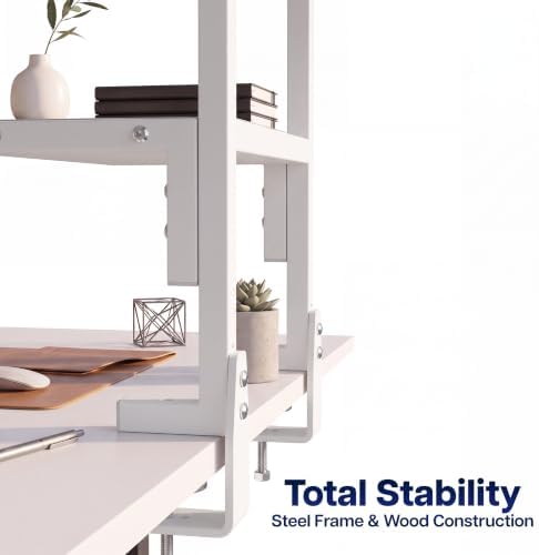 VIVO White Clamp-on 13 inch 2-Tier Desk Shelf, STAND-SHELF2CW - Image 6