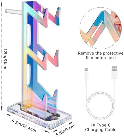 NiHome Controller Holder & Headphone Stand, LED Acrylic 3-Tier Gaming Desk - Image 7