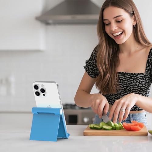 Cell Phone Foldable Stand for Desk, Portable Cell Phone Holder, Adjustable Tablet Dock, Office Desk Accessories for iPhone 18 17 16 15 14 13 Pro Max Air, Galaxy S25, S24, Blue - Image 7