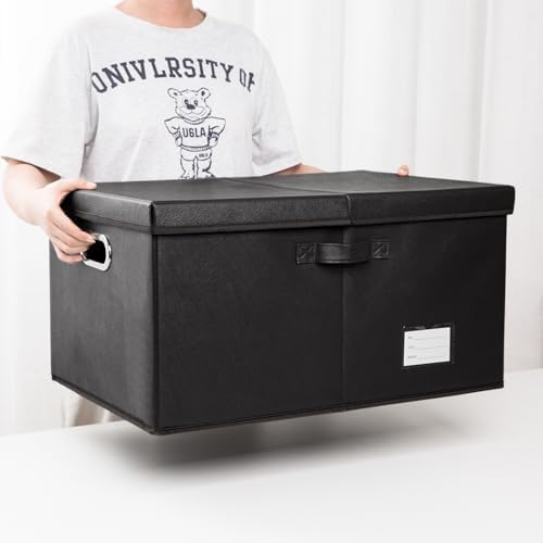 Extra Large Leather Foldable Storage Bins with Lids,Closet Storage Box 70L - Image 6