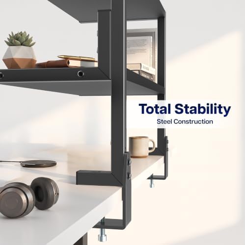 VIVO Black Clamp-on 24 inch 2-Tier Desk Shelf, STAND-SHELF24C - Image 6