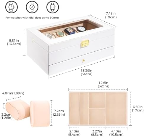 ProCase Watch Box, 12 Slot Watch Case for Men with Drawer, White - Image 6