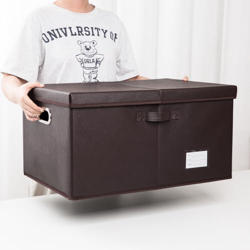 Extra Large Leather Foldable Storage Bins with Lids,Closet Storage Box 70L - Image 6