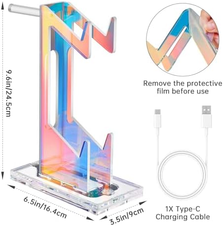 NiHome Controller Holder & Headphone Stand, LED Acrylic 2-Tier Gaming Desk - Image 7