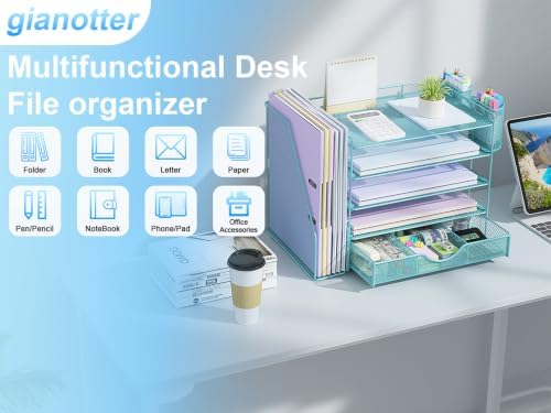 gianotter 5-Tier Desk Organizer with Drawers and File Holders - Image 7