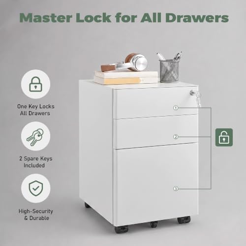 Fully Assembled 3 Drawer File Cabinets for Home Office - Image 7
