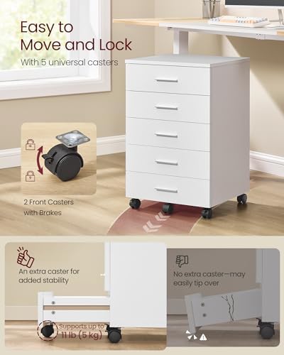 VASAGLE File Cabinet with Wheels, 7 Drawers, Tool-Free Sliding Rails - Image 6