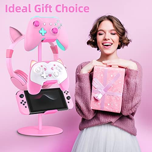 Controller Holder Pink,Headphone Stand,3 Tier Multi Adjustable Game Controller Headset Hanger for All Universal Gaming PC Accessories, Xbox PS4 PS5 Nintendo Switch(Cute Pink) - Image 7