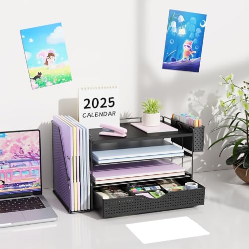 Wood Desk Organizers and Accessories with File Holder & Catalog Racks - Image 7