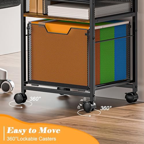 5-Tier Rolling File Cart Cabinet Under Desk Storage Organizer - Image 6