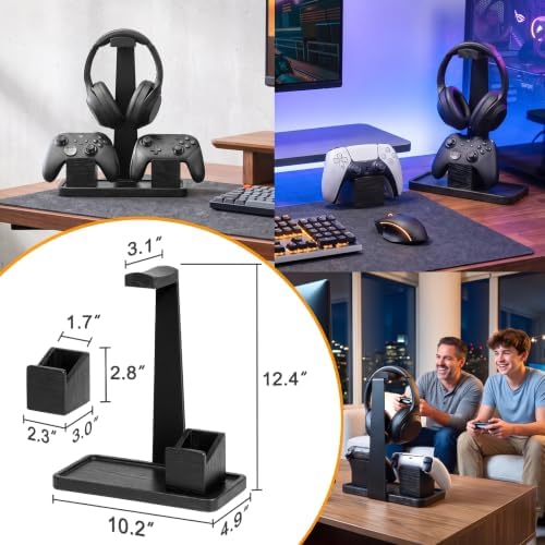 Solid Wood Metal Controller Stand with Modular Storage for Game Room Desk - Image 7