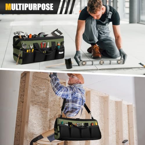 20" Tool Bag Extra Large, HeavyDuty Spacious Tool Box Organizer, Green - Image 7