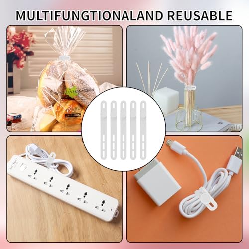 25 Pcs Silicone Cable Ties, Cable Ties Reusable, High Elasticity Cord Wraps for Electrical Cords, Cord Organizer for Earphone, Phone Charger(White) - Image 7