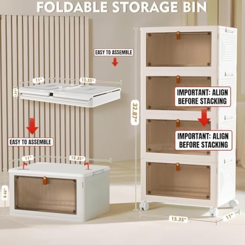 4 Tier Plastic Storage Bins with Lid 23QT, Stackable Storage Bins - Image 7