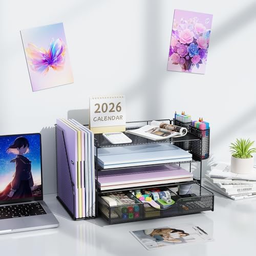 gianotter Metal Mesh Desk Organizers and Accessories with File Holder - Image 7