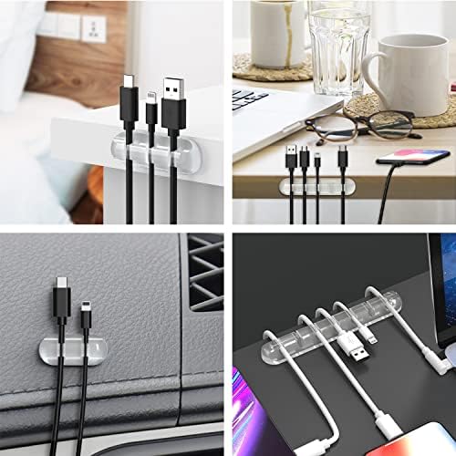 Cord Organizer, Clear Cable Clips Cable Management, Cable Organizers USB Cable Holder Wire Organizer Cord Clips, 2 Packs Cord Holder for Desk Car Home and Office (5, 3 Slots) - Image 7