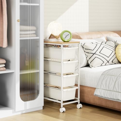 Slim Rolling Cart with 4 Drawers, Metal Utility Storage Cart - Image 6