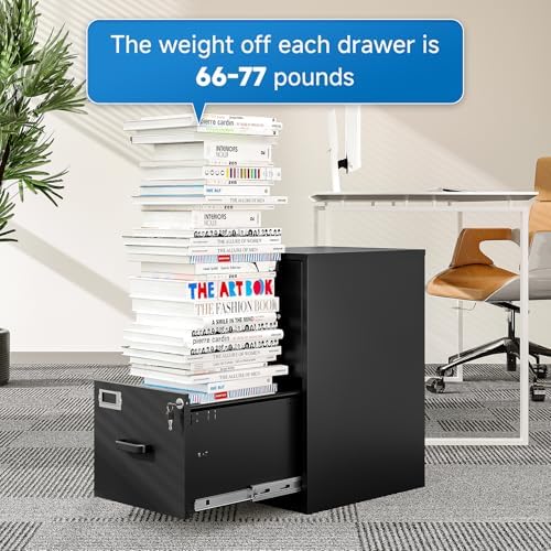 2 Drawer File Cabinet with Lock Vertical Filing Storage Cabinet Office Home Steel Vertical File Cabinets for Letter Size File Cabinet Locked,Assembly Required - Image 6