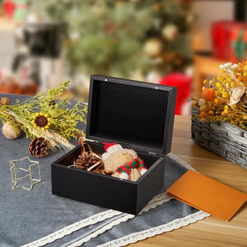 DRASTAR Small Keepsake Box, Black Wood Memory Box with Hinged Lids, Wooden Jewelry Storage Box,3x5, 4x6 Decorative Card Box, Bridal Shower Gifts - Image 7