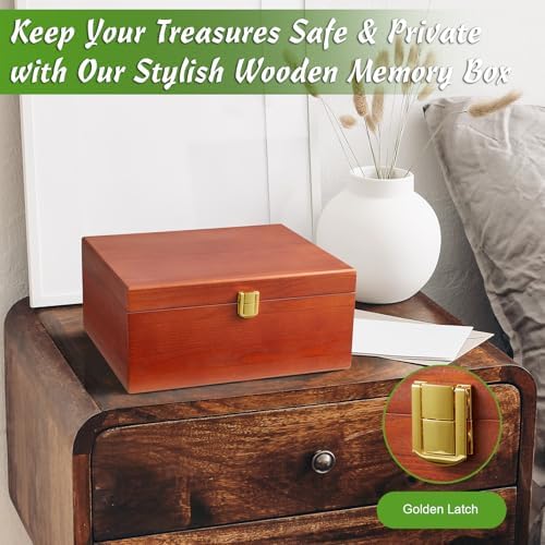 DRASTAR Wooden Keepsake Box, Large Storage Box with a Hinged Lid, Memory treasure box for Crafts and Photo Storage - Image 6