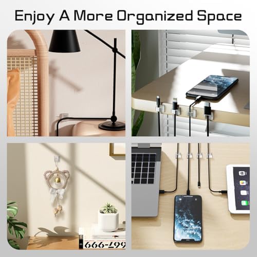 KGROTE 100PCS Cable Clips, Adhesive Wire Clips Strong Cord Clips Wire Holders, Cable Management Clips for Desk, Wall, Car, TV, Ethernet Cable (Clear, Small) - Image 7