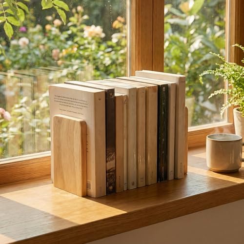 Wood Bookends 4 Pack | Heavy Duty | Organizer for Books, CD, Files Home Office School (4) - Image 6