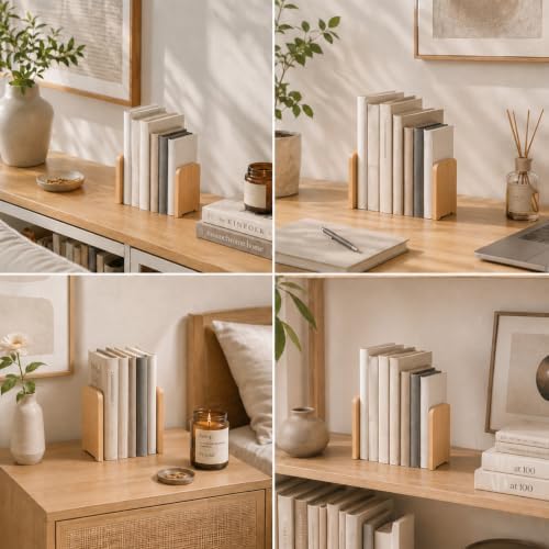 Wood Bookends 2 Pack | Heavy Duty | Organizer for Books, CD, Files Home Office School - Image 6